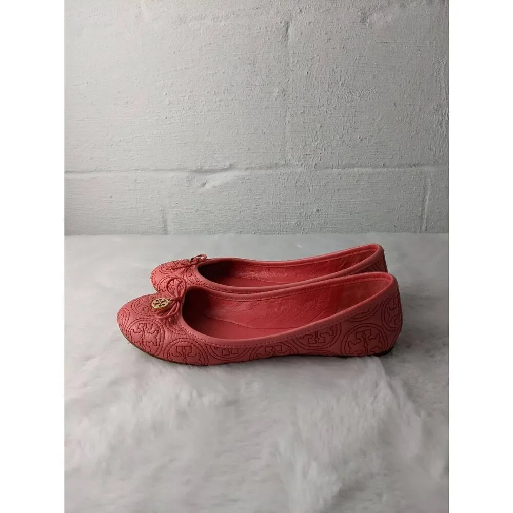 Tory Burch Chelsea‎ Pink Stitched Ballet Flats sz 7.5